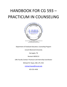 HANDBOOK FOR CG 593 – PRACTICUM IN COUNSELING