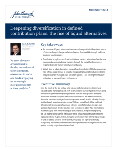 Deepening diversification in defined contribution plans: the rise of liquid alternatives