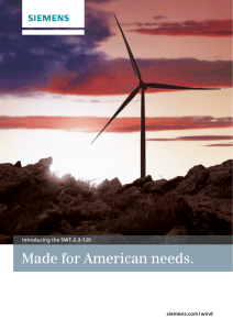 Made for American needs. siemens.com / wind Introducing the SWT-2.3-120