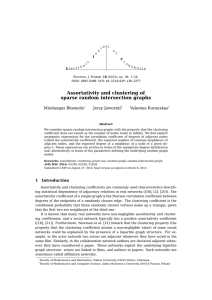 Assortativity and clustering of sparse random intersection graphs Mindaugas Bloznelis Jerzy Jaworski