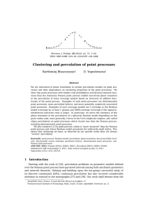 Clustering and percolation of point processes Bartłomiej Błaszczyszyn D. Yogeshwaran