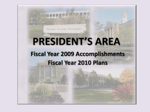 PRESIDENT’S AREA Fiscal Year 2009 Accomplishments Fiscal Year 2010 Plans