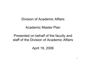 Division of Academic Affairs Academic Master Plan