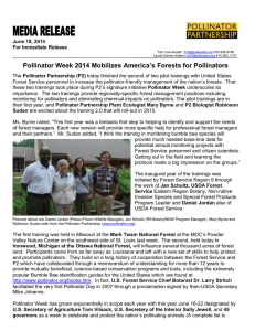 ’s Forests for Pollinators Pollinator Week 2014 Mobilizes America