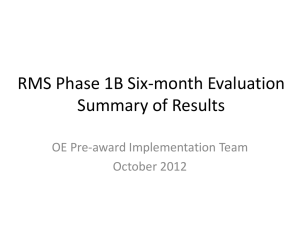 RMS Phase 1B Six-month Evaluation Summary of Results OE Pre-award Implementation Team