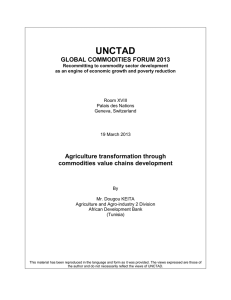 UNCTAD  GLOBAL COMMODITIES FORUM 2013 Agriculture transformation through