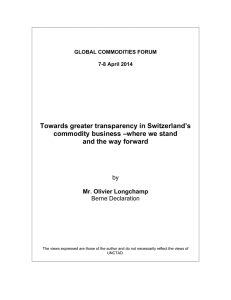 Towards greater transparency in Switzerland’s commodity business –where we stand