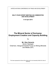 The Mineral Sector of Suriname: Employment Creation and Capacity Building  by