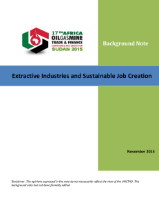 Extractive Industries and Sustainable Job Creation Background Note