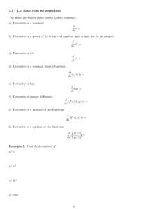 4.1 - 4.2: Basic rules for derivatives
