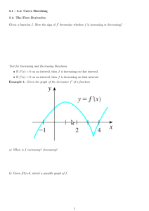5.1 - 5.4: Curve Sketching 5.1: The First Derivative