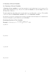 8. Functions of Several Variables 8.1: Functions of Several Variables