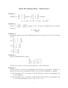 Math 304 (Spring 2015) - Homework 2
