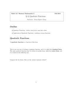 §1.Q Quadratic Functions Outline
