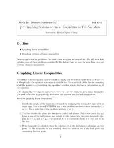 §3.1 Graphing Systems of Linear Inequalities in Two Variables Outline