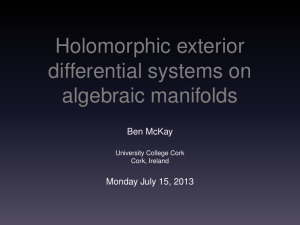 Holomorphic exterior differential systems on algebraic manifolds Ben McKay
