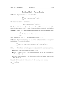 Section 10.5 – Power Series
