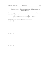 Section 10.6 – Representations of Functions as Power Series