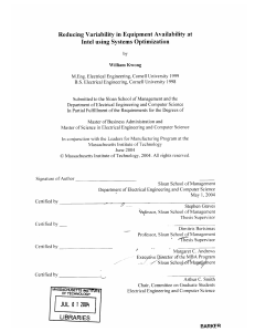 Reducing  Variability in Equipment Availability  at