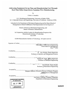 Addressing  Equipment Set-up  Time and Manufacturing Cost Through
