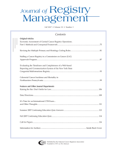 Registry Management Journal of Contents