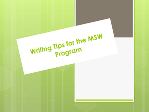 MSW Writing Tips for the Program