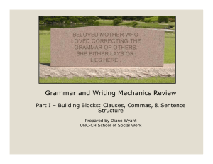 Grammar and Writing Mechanics Review Structure Prepared by Diane Wyant