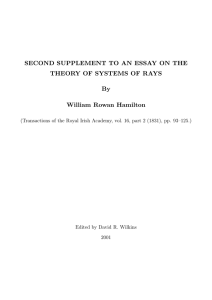 SECOND SUPPLEMENT TO AN ESSAY ON THE By William Rowan Hamilton