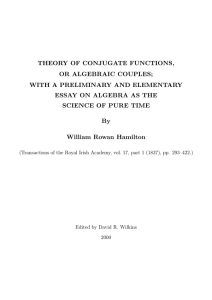 THEORY OF CONJUGATE FUNCTIONS, OR ALGEBRAIC COUPLES; WITH A PRELIMINARY AND ELEMENTARY
