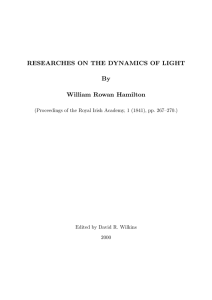 RESEARCHES ON THE DYNAMICS OF LIGHT By William Rowan Hamilton