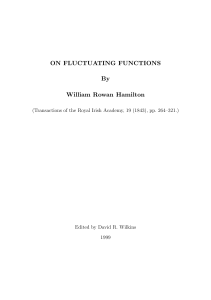 ON FLUCTUATING FUNCTIONS By William Rowan Hamilton