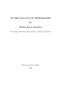 ON THE CALCULUS OF PROBABILITIES By William Rowan Hamilton