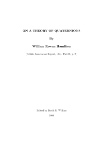 ON A THEORY OF QUATERNIONS By William Rowan Hamilton