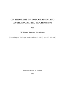 ON THEOREMS OF HODOGRAPHIC AND ANTHODOGRAPHIC ISOCHRONISM By William Rowan Hamilton
