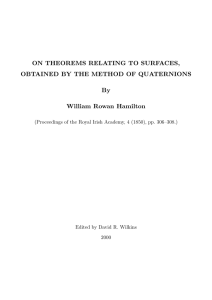 ON THEOREMS RELATING TO SURFACES, OBTAINED BY THE METHOD OF QUATERNIONS By