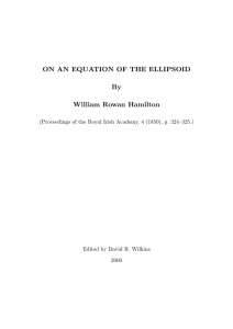 ON AN EQUATION OF THE ELLIPSOID By William Rowan Hamilton