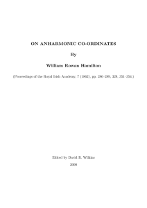 ON ANHARMONIC CO-ORDINATES By William Rowan Hamilton