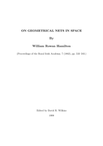 ON GEOMETRICAL NETS IN SPACE By William Rowan Hamilton