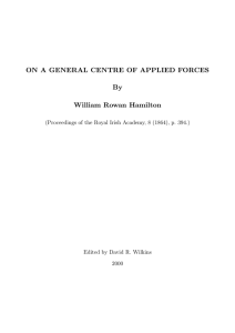ON A GENERAL CENTRE OF APPLIED FORCES By William Rowan Hamilton