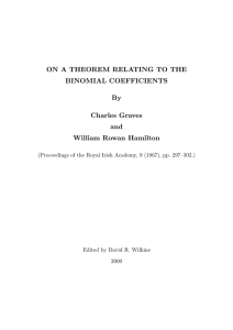 ON A THEOREM RELATING TO THE BINOMIAL COEFFICIENTS By Charles Graves
