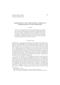 123 MATHEMATICAL AND COMPUTATIONAL ASPECTS OF SOLIDIFICATION OF PURE SUBSTANCES