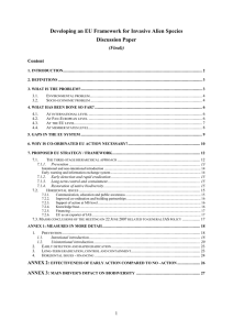 Developing an EU Framework for Invasive Alien Species Discussion Paper (Final))