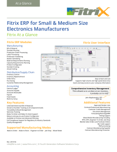 Fitrix ERP for Small &amp; Medium Size Electronics Manufacturers At a Glance
