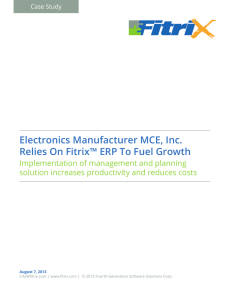 Electronics Manufacturer MCE, Inc. Relies On Fitrix™ ERP To Fuel Growth
