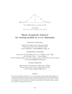 Sharp asymptotic behavior for wetting models in (1+1)–dimension Francesco Caravenna