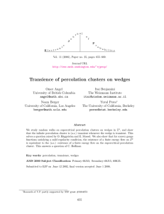 Transience of percolation clusters on wedges
