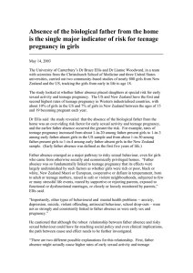 Absence of the biological father from the home pregnancy in girls