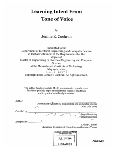 Learning Intent From Tone  of Voice Jennie E.  Cochran