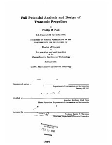 Full  Potential  Analysis  and  Design ... Transonic  Propellers Philip  B  Poll