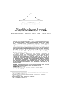 Metastability for Kawasaki dynamics at Frank den Hollander Francesca Romana Nardi
